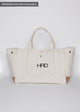 Pocket tote with embroidered block letters