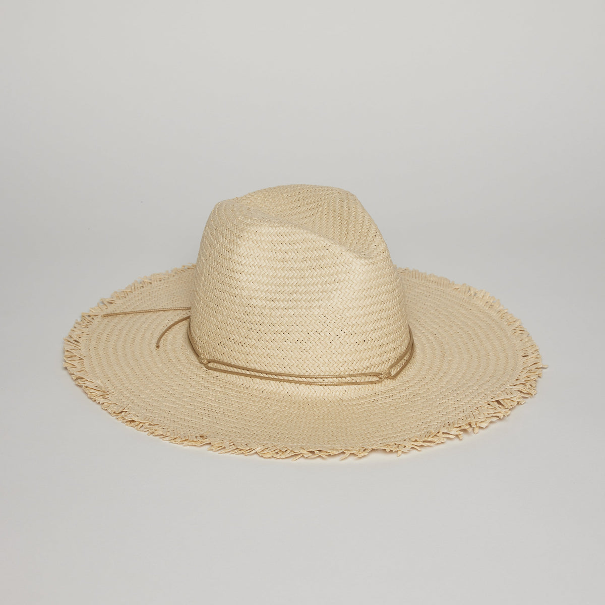 Hat Attack | Travel Packable Hat Chapeau Fringed Tan Grossgrain Ribbon Trim | OS Fringed Traveler Continental – Hat Attack New York main image 2