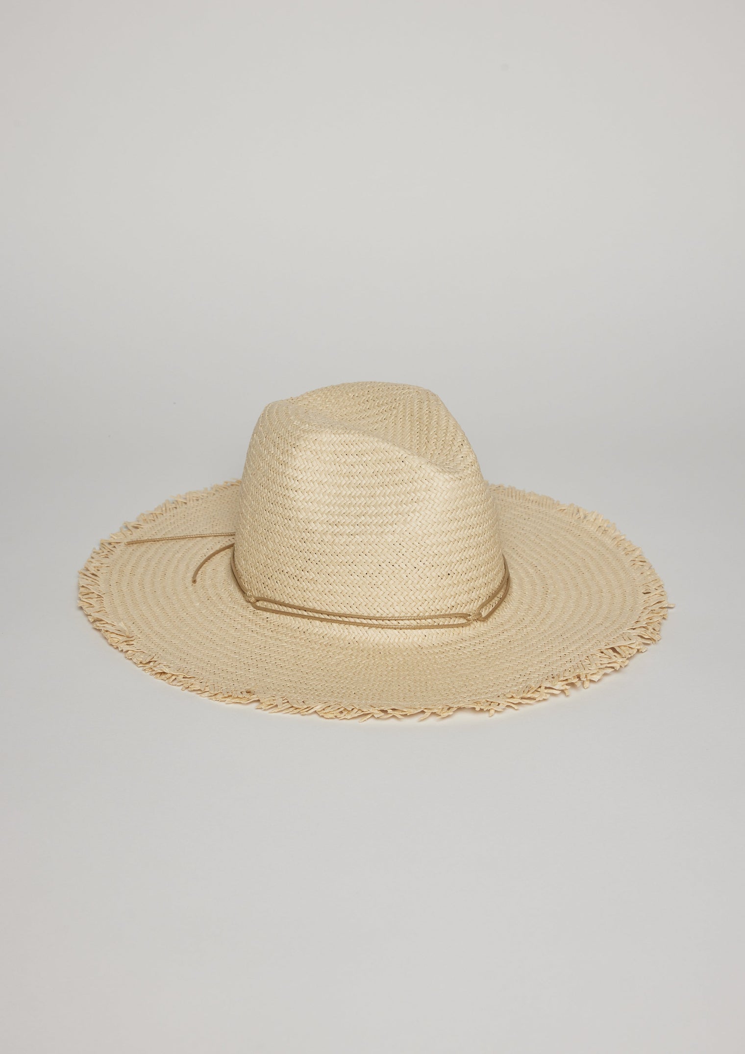 Straw hat with fringe detail and trim