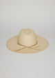 Back of fringed sun hat with trim