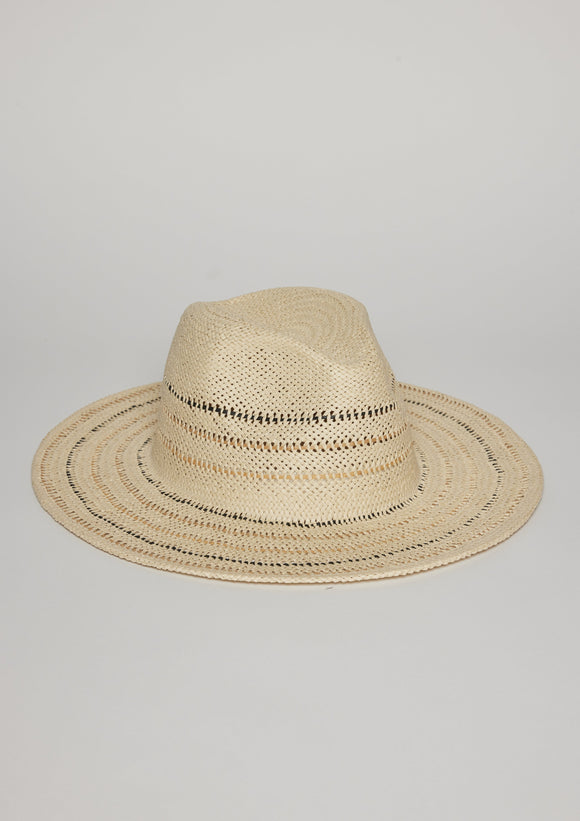 Straw sun hat with stripe woven details