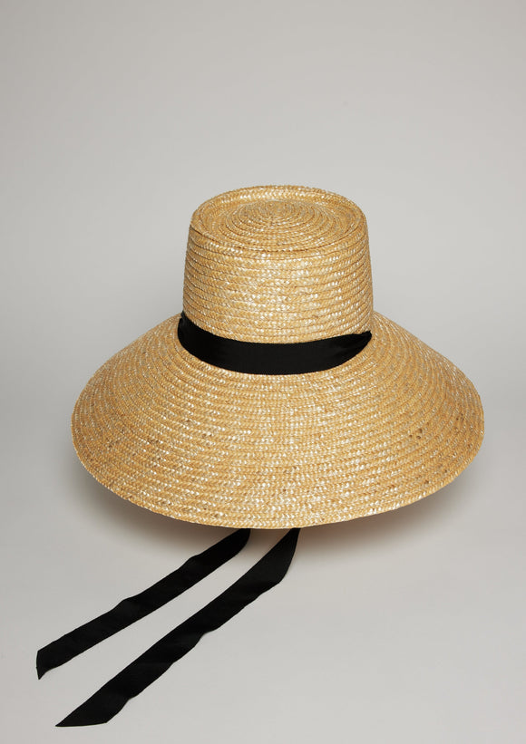 Large brimmed sunhat with black ribbon tie