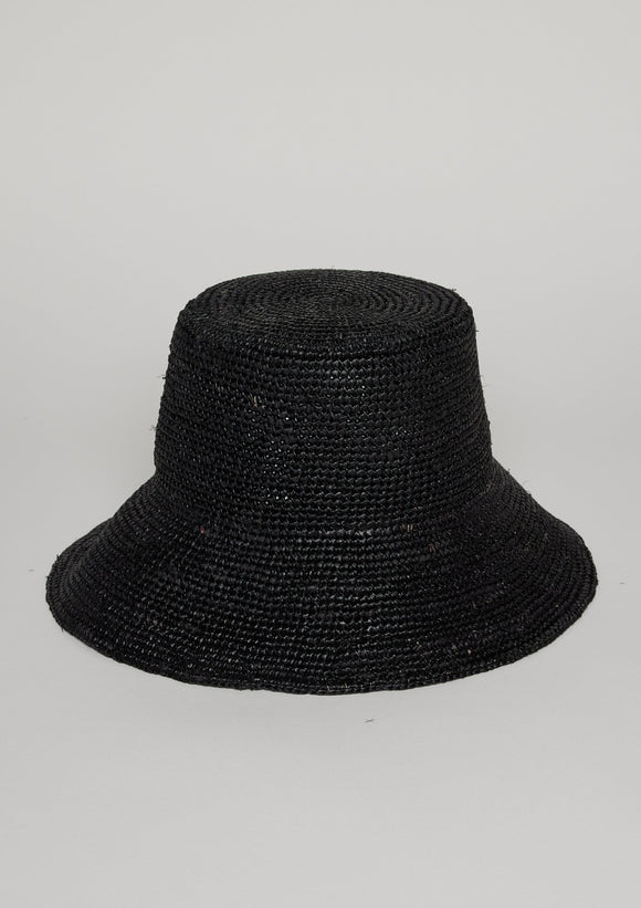 Black crochet bucket hat