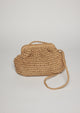 Brown straw slouchy clutch with crossbody strap