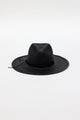 front of black brimmed sunhat with black trim