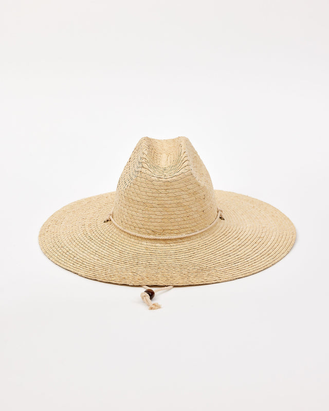 Beige straw hat on a white background