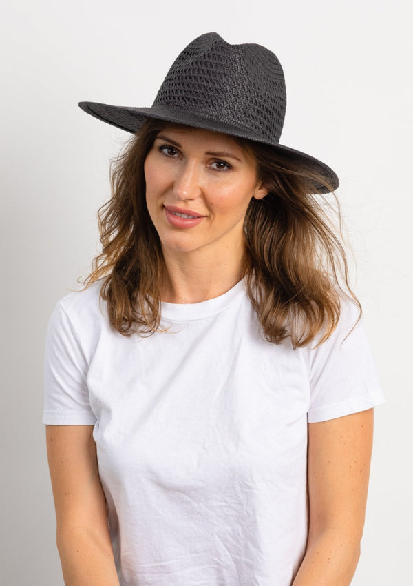 Perforated and Vented Black Sun Hat on model