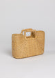 3/4 angle of rectangular shape woven water hyacinth bag