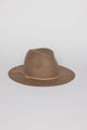 Tan wool felt brimmed hat with tan tie detail