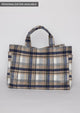 Blue and brown plaid tote