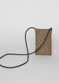 Olive quilted phone bag with crossbody strap