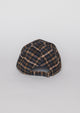 Back of dark plaid cap