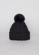 Black cable knit beanie with pom