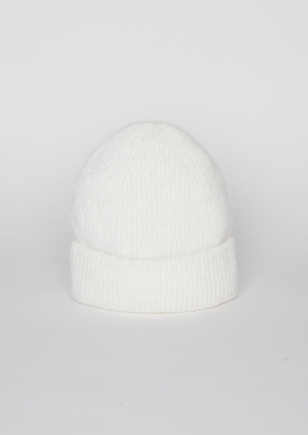 Ivory ribbed knit beanie