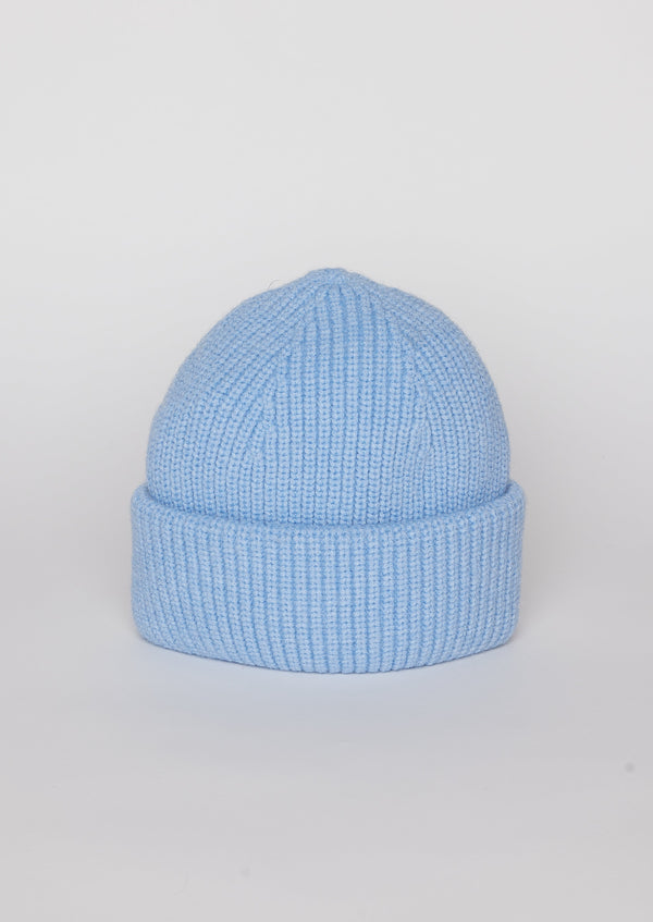 Light blue knit cuffed beanie