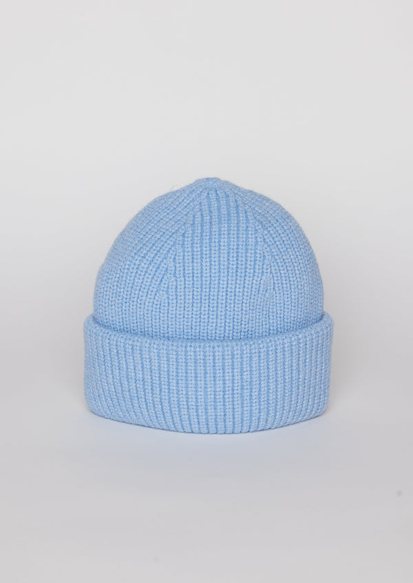 Light blue knit cuffed beanie