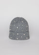 Grey ribbed beanie with crystal embellishments