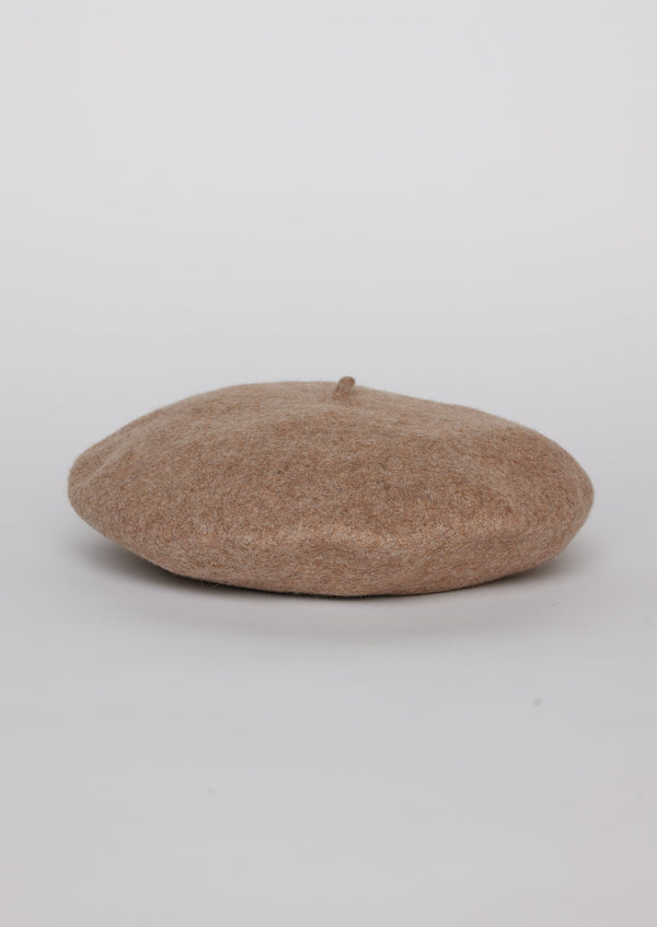 Taupe wool felt beret