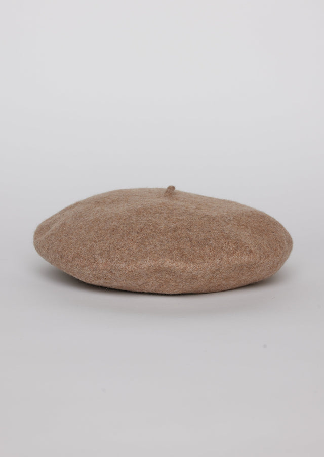 Taupe wool felt beret