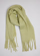 Green scarf with fringe