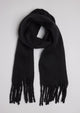 Black scarf with fringe