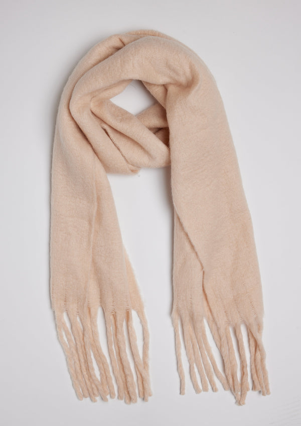 Blush pink solid scarf with fringe