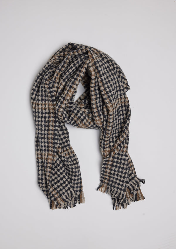 Black and tan herringbone scarf