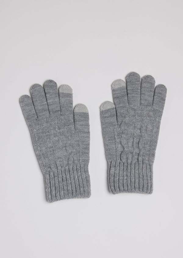 Light grey knit touch screen gloves