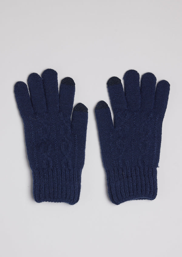 Navy knit touch screen gloves