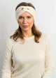 Ivory cashmere headband on model