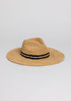 Straw sunhat with a double stripe trim detail