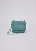 Small marine blue straw crossbody bag