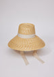 Large brimmed sun hat with ivory ribbon tie