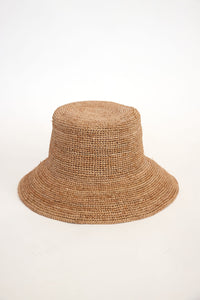 Brown straw bucket hat