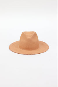 pecan brown fringed panama hat