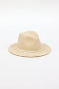 3/4 angle of natural colored straw fedora