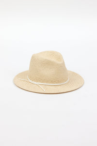 3/4 angle of natural colored straw fedora