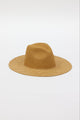 3/4 angle of tan woven packable sun hat