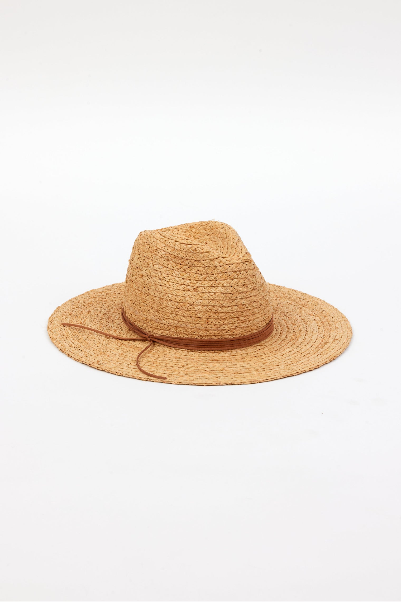 Braided raffia sunhat with brown trim