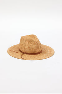 Braided raffia sunhat with brown trim