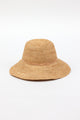 crocheted hat with PU leather trim