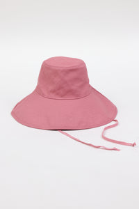 Pink canvas sunhat with chinstrap