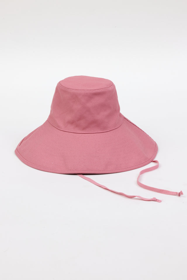 Pink canvas sunhat with chinstrap