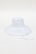 White canvas sunhat with chinstrap