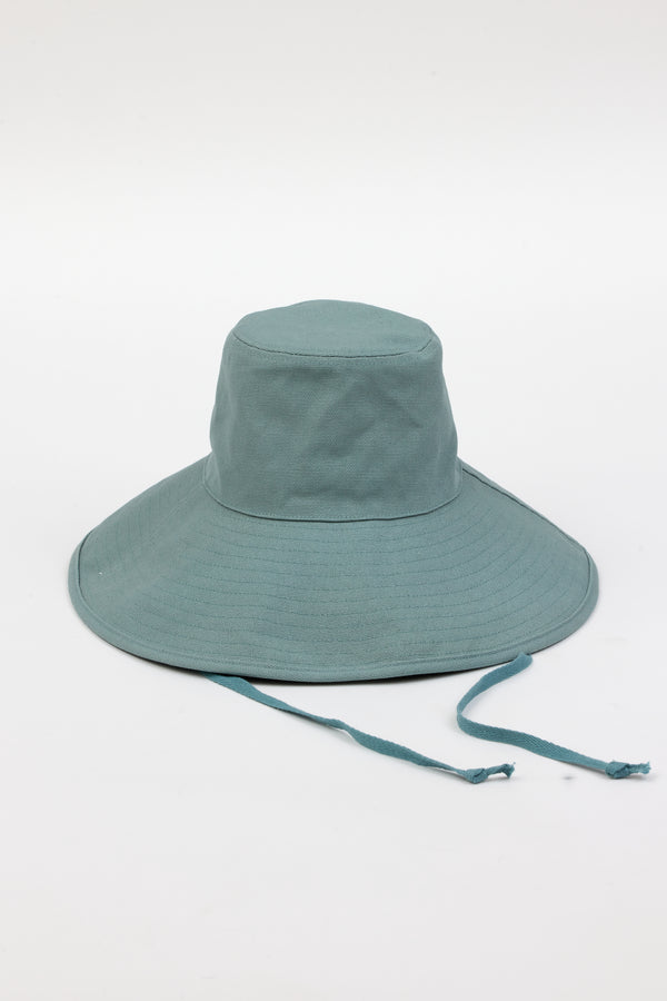 Blue canvas sunhat with chinstrap
