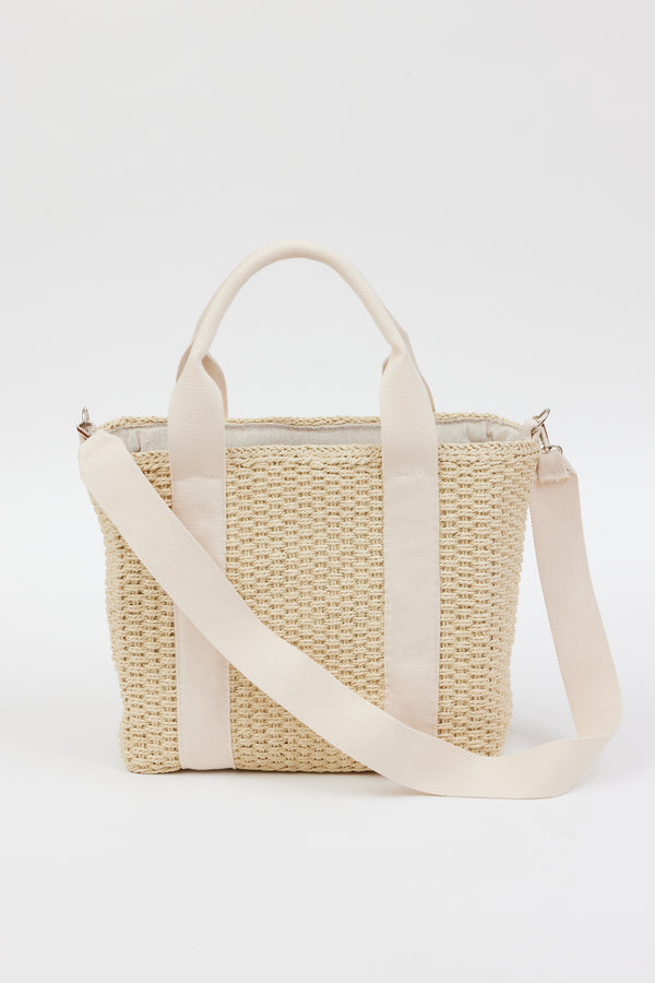 Woven straw insulated cooler tote