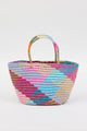 multi colored straw tote