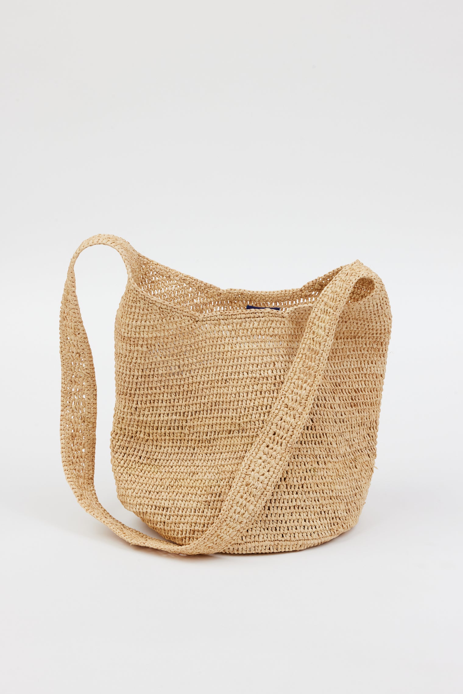 Slouchy straw crossbody bag