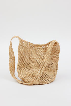 Slouchy straw crossbody bag