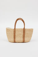 raffia straw tote with tan raffia handles 